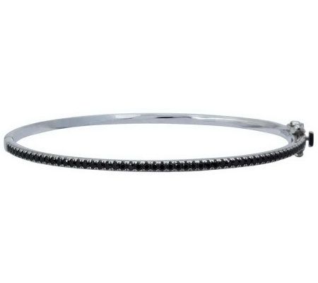 Diamonique Colorful Hinged Bangle, Sterling