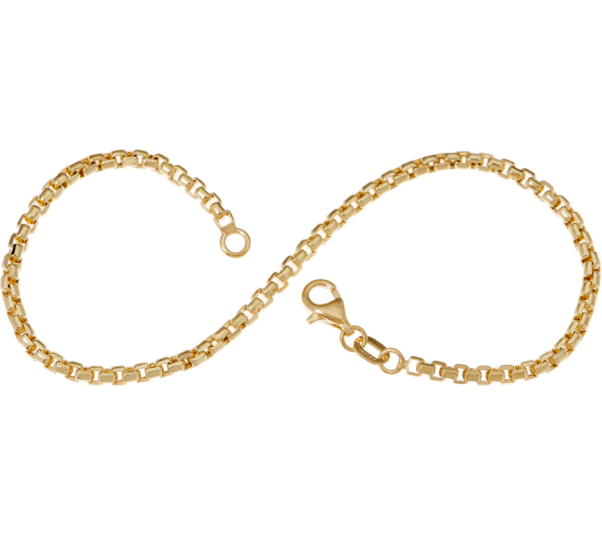 Italian Gold 7-1/4 Round Box Chain Bracelet 14K Gold 2.2 gr