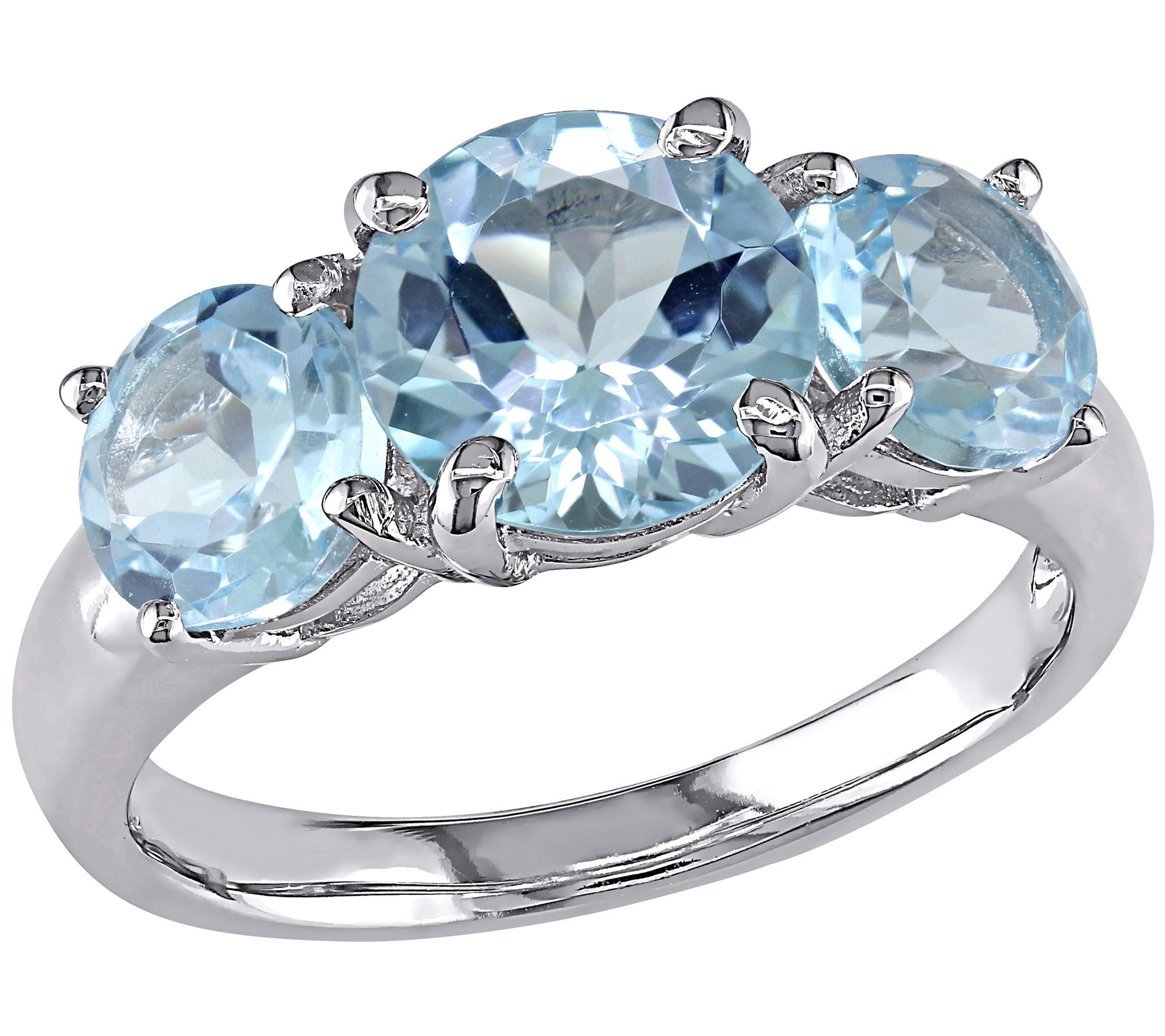Sterling Silver 4.35 cttw Blue Topaz 3-Stone Ring