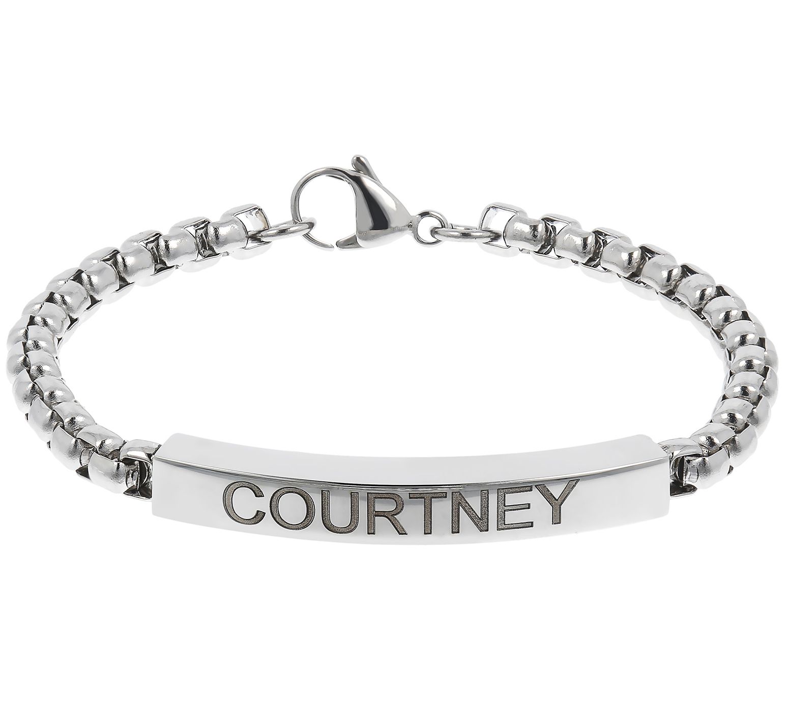 Steel by Design Personalized Bold Box Chain Bracelet