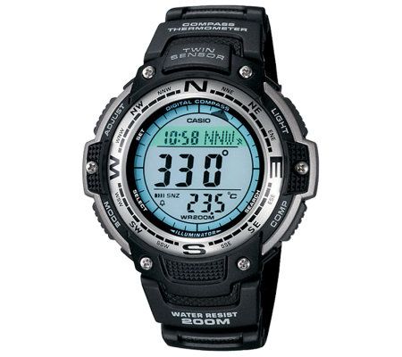 Casio Mens Digital Compass Twin Sensor Resin B and Watch