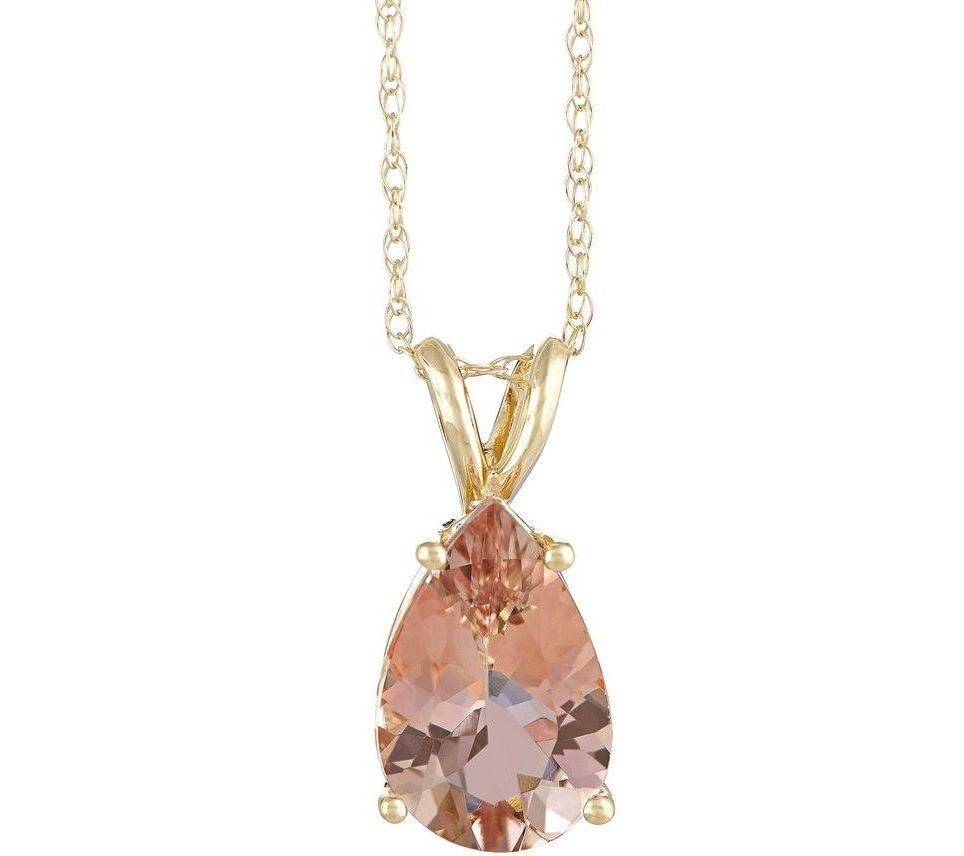 Pear-Shaped 2.10 cttw Morganite Pendant with 18  Chain, 14K