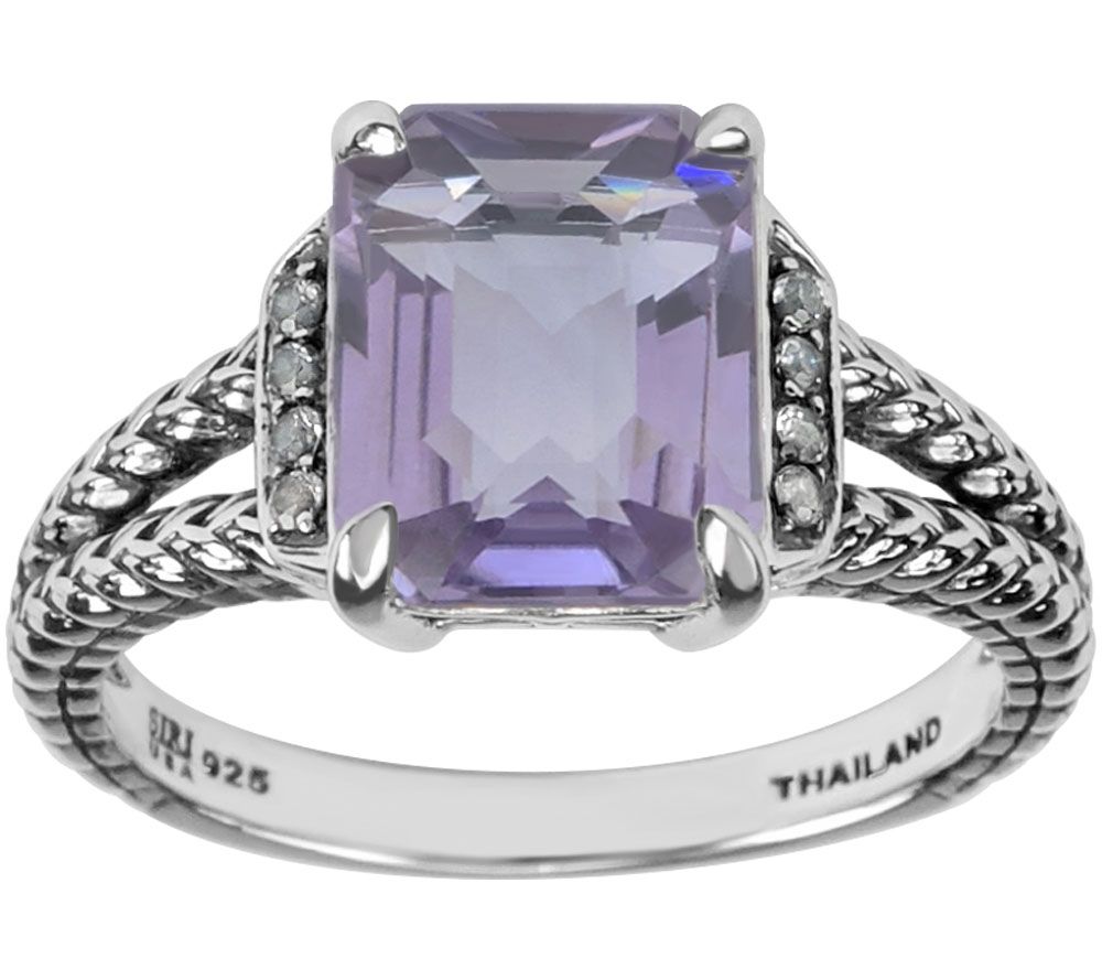 Sterling Octagaonal Gemstone & White Topaz R in g