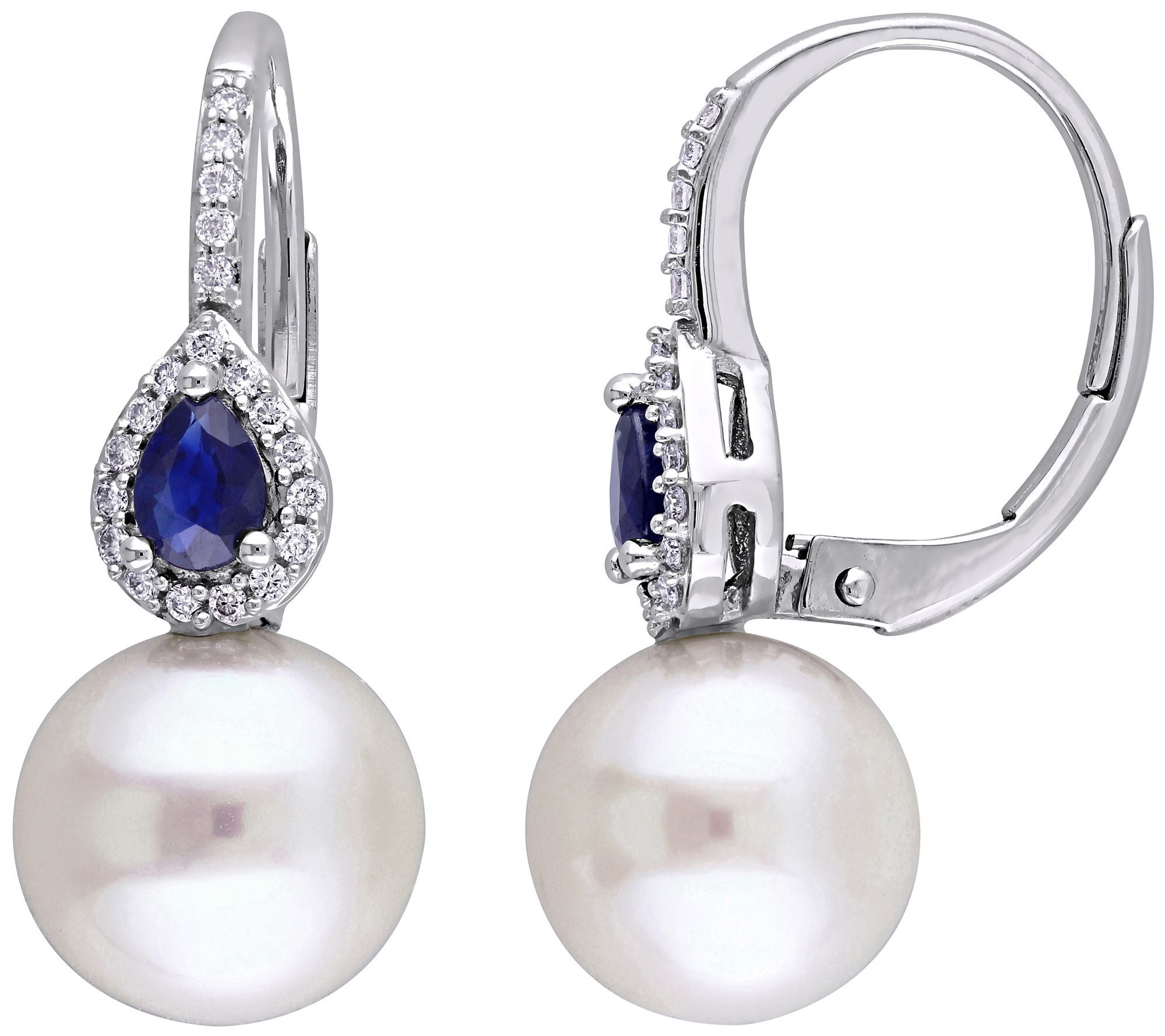 Bellini Cultured Pearl, Sapphire & Diamond Earr ngs, 14K Gold