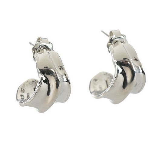 Hagit Sterling Silver Polished J-Hoop Earrings