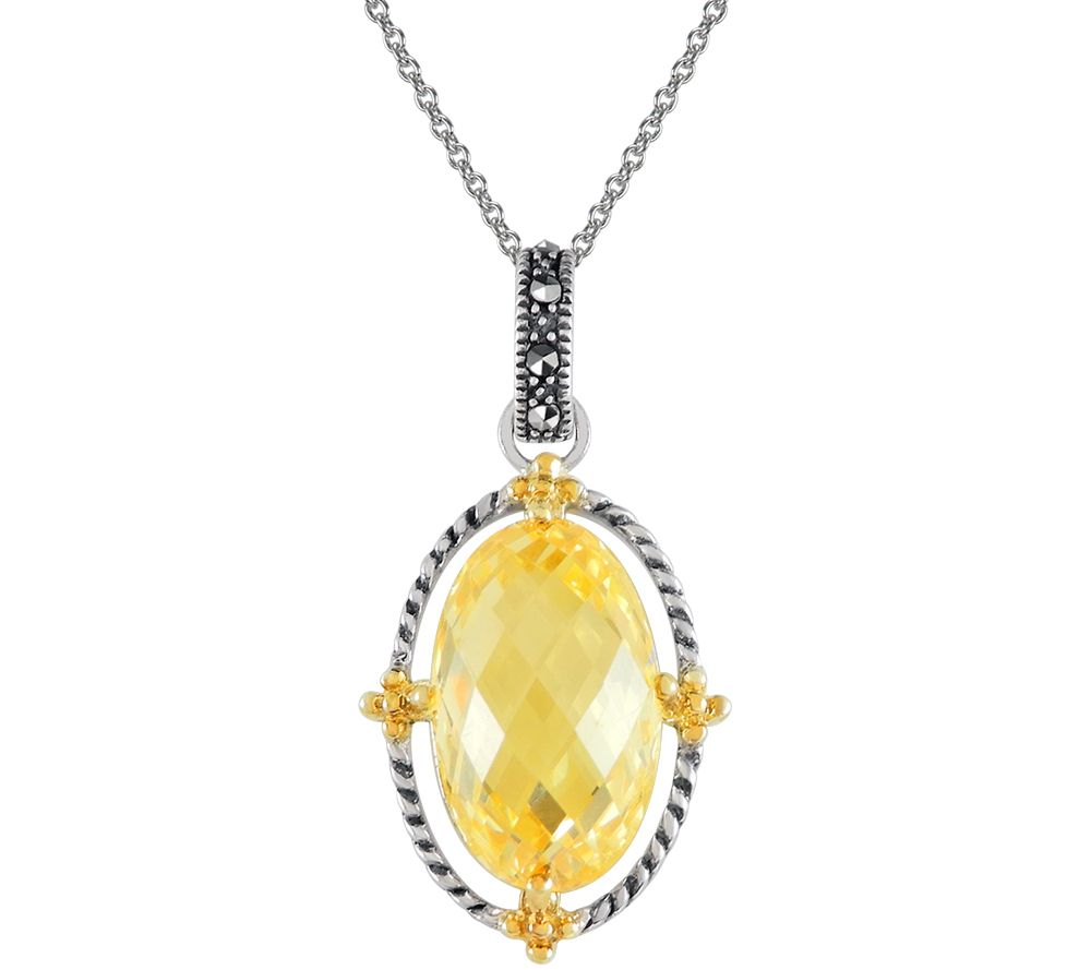 Suspicion Sterling Gemstone & Marcasite Pendant w/ Chain