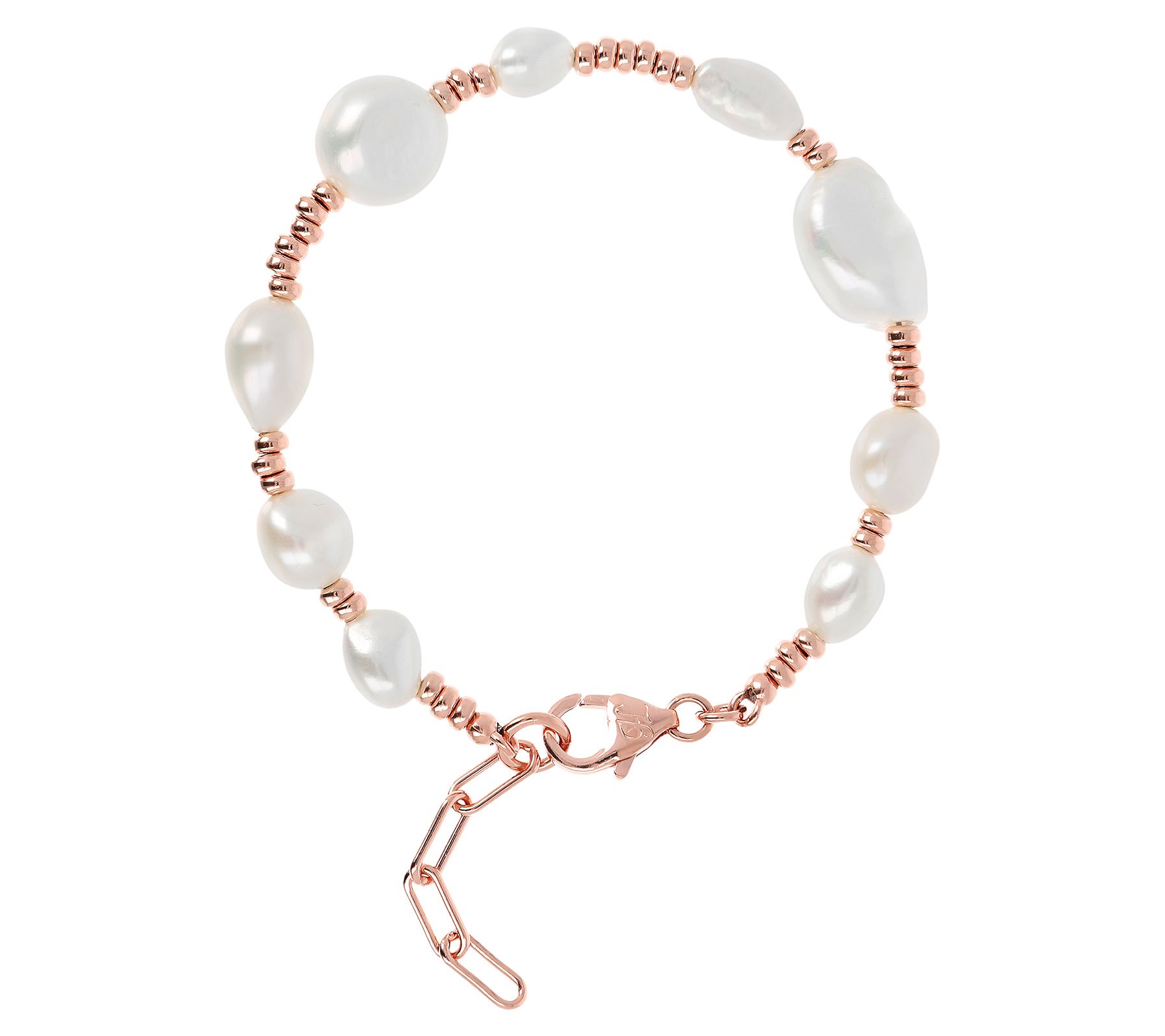 Honora Cultured Pearl with Rondels Bracelet, Sterling Silver