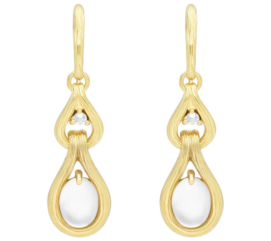 Ariva 18K Gold Clad Mother of Pearl Calypso Dangle Earrings