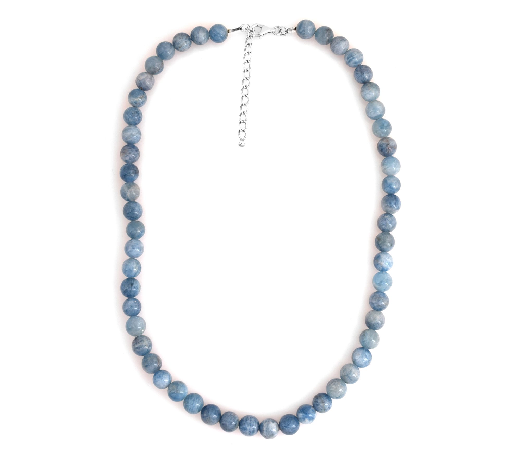 Sterling Silver Blue Milky Aquamarine Beaded Necklace