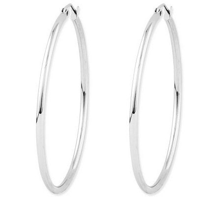 Polished 1-3/4 Round Hoop Earrings, 14K