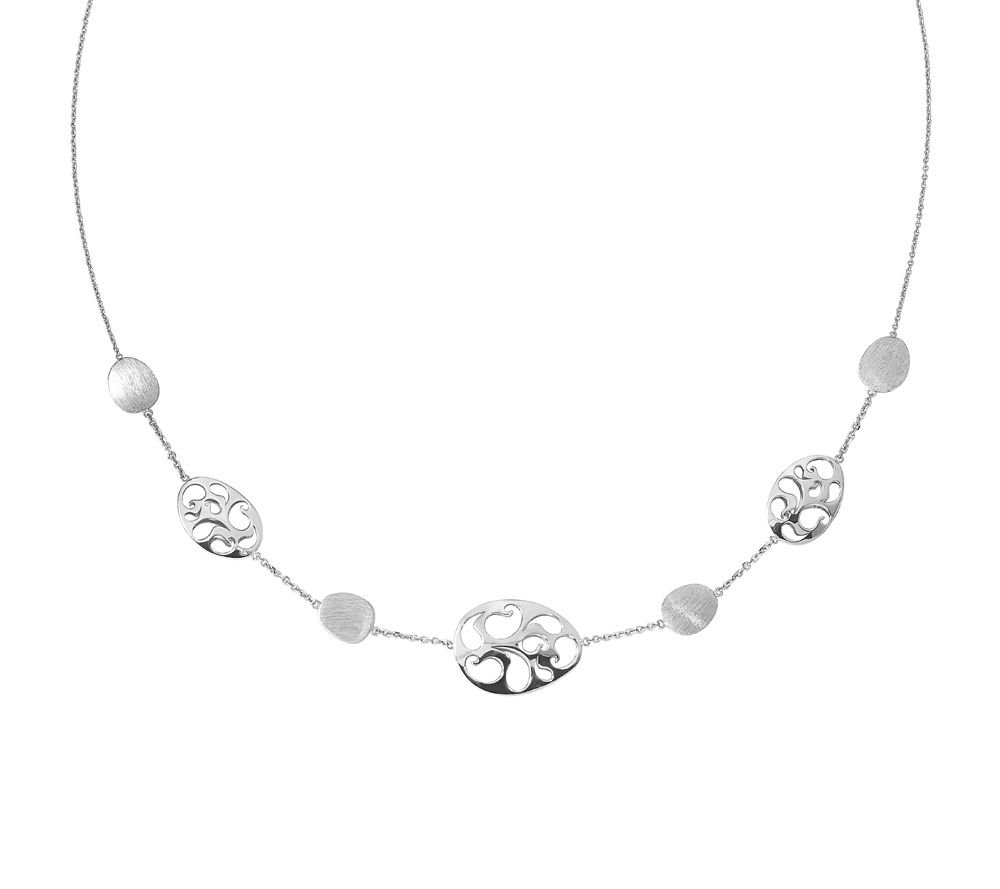 Italian Gold Oval Disk Station Necklace 14K, 5. 3g