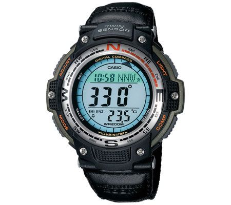 Casio Mens Digital Compass Twin Sensor Nylon B and Watch