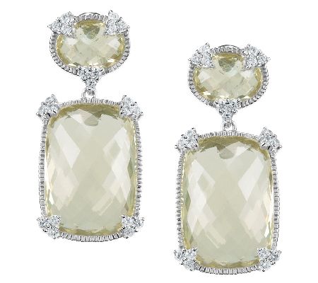 Judith Ripka Sterling Lemon Quartz & Diamonique Drop Earrings