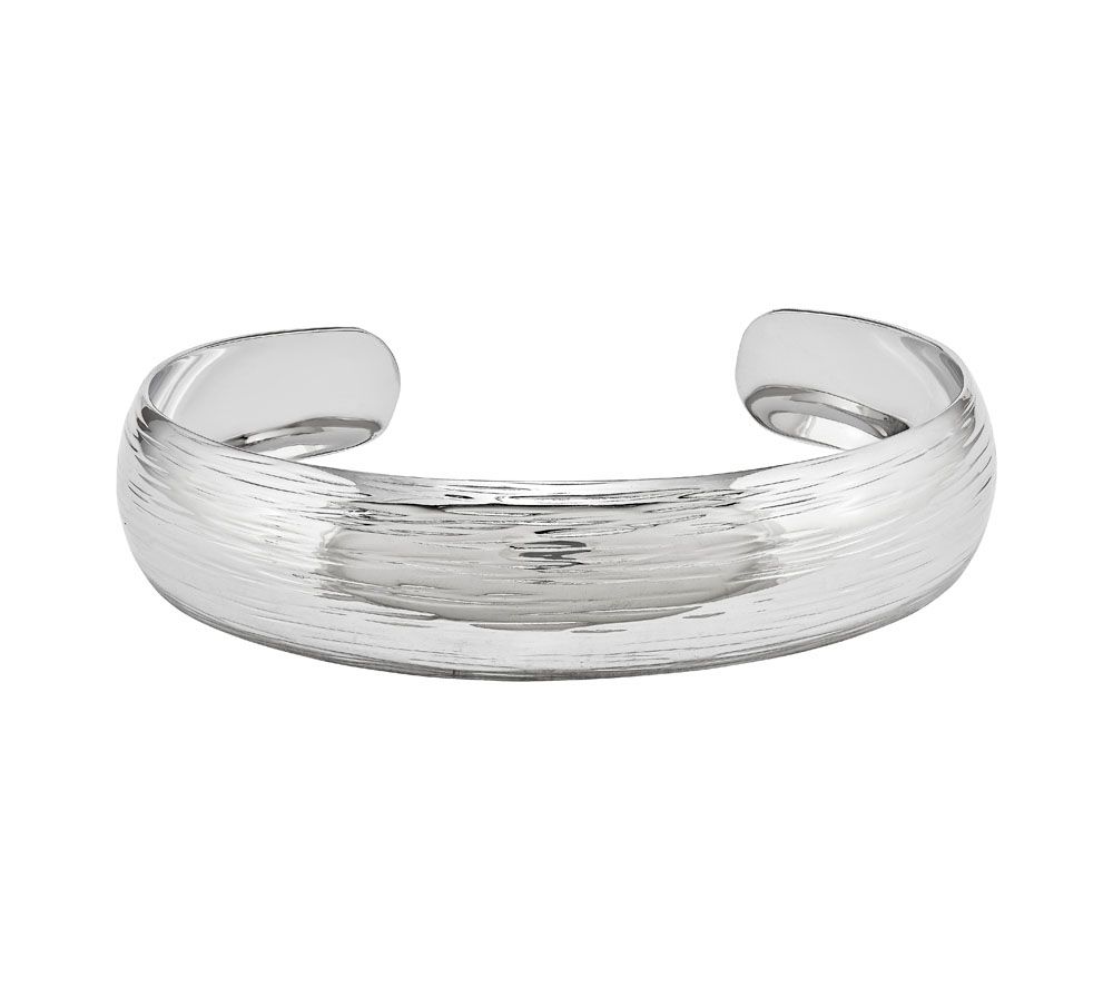 Sterling Silver Wide Textured Cuff Small Size b y Silver Style