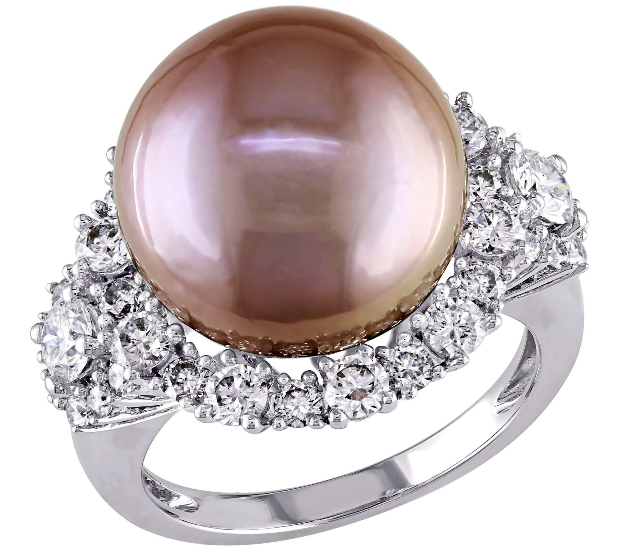 Bellini Cultured Pearl & 1.55 cttw Diamond Ring , 14K Gold