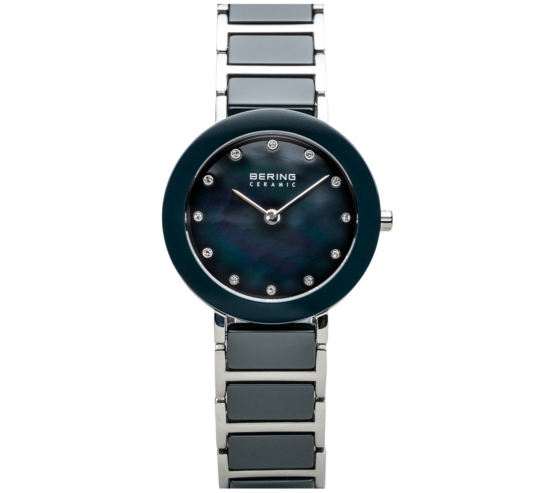 Bering Womens Stainless & Blue Ceramic Bracele t Watch