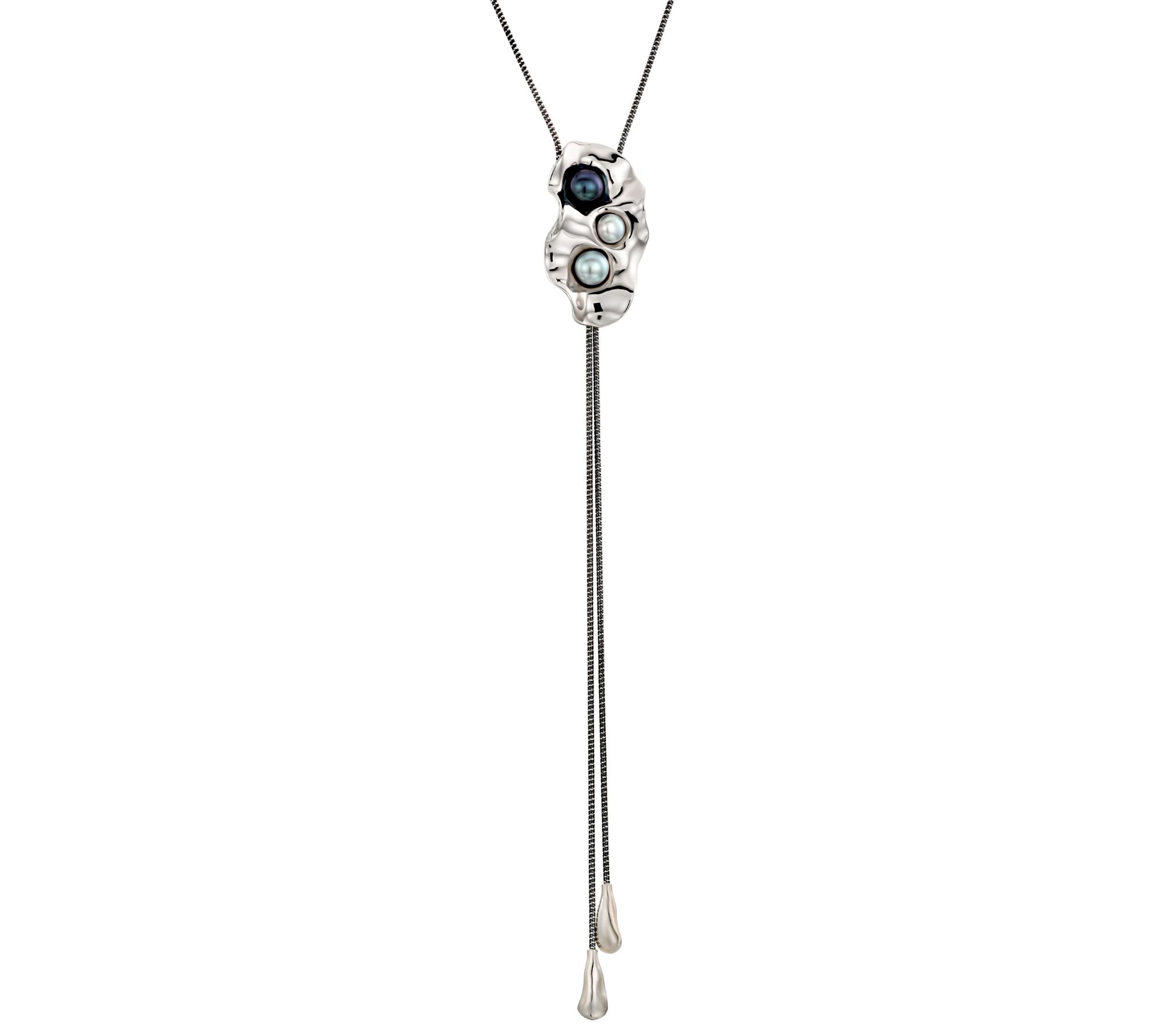 Hagit Sterling Cultured Freshwater Pearl Lariat  Necklace