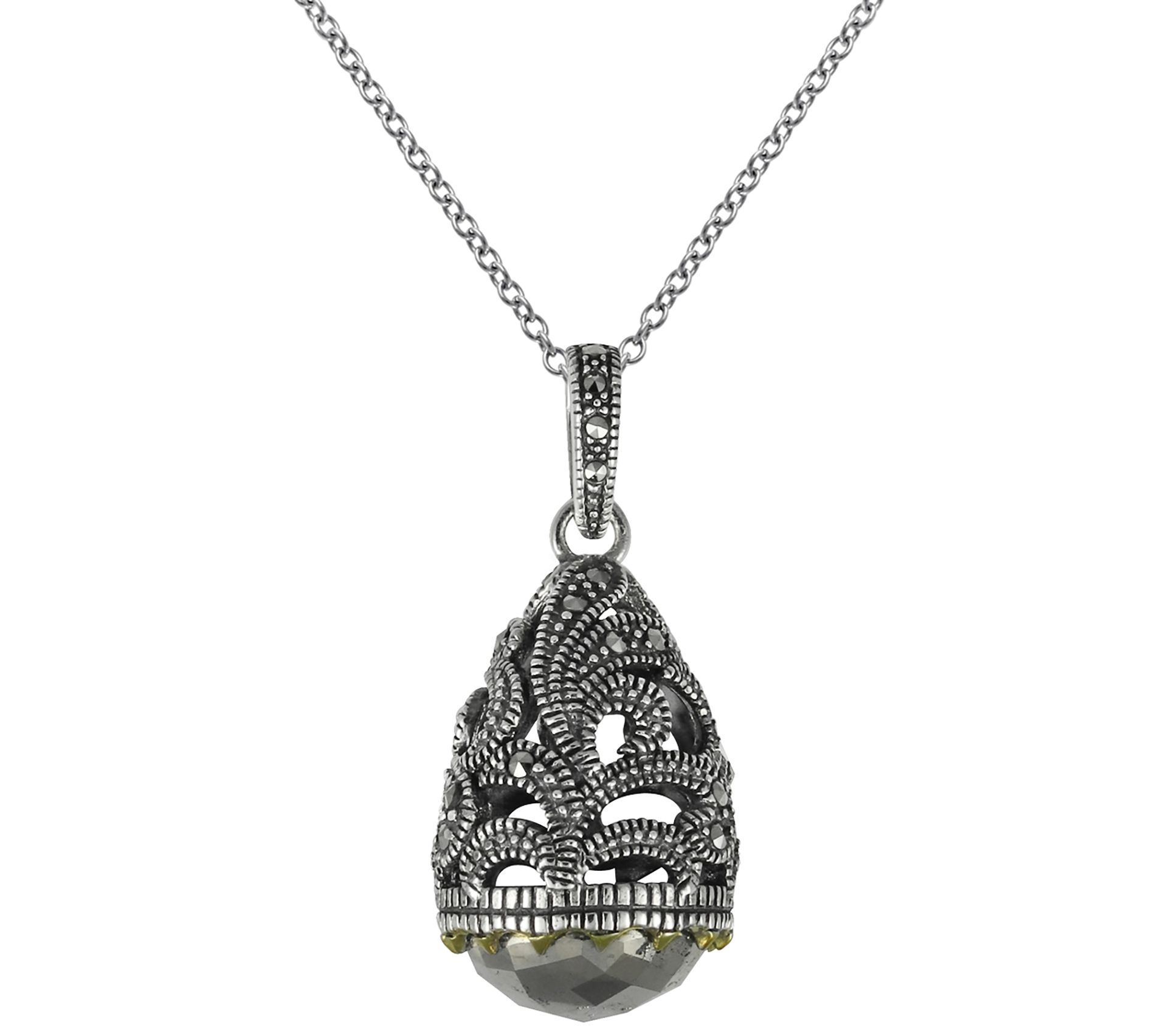 Suspicion Sterling Pyrite and Marcasite Pendantw/ Chain