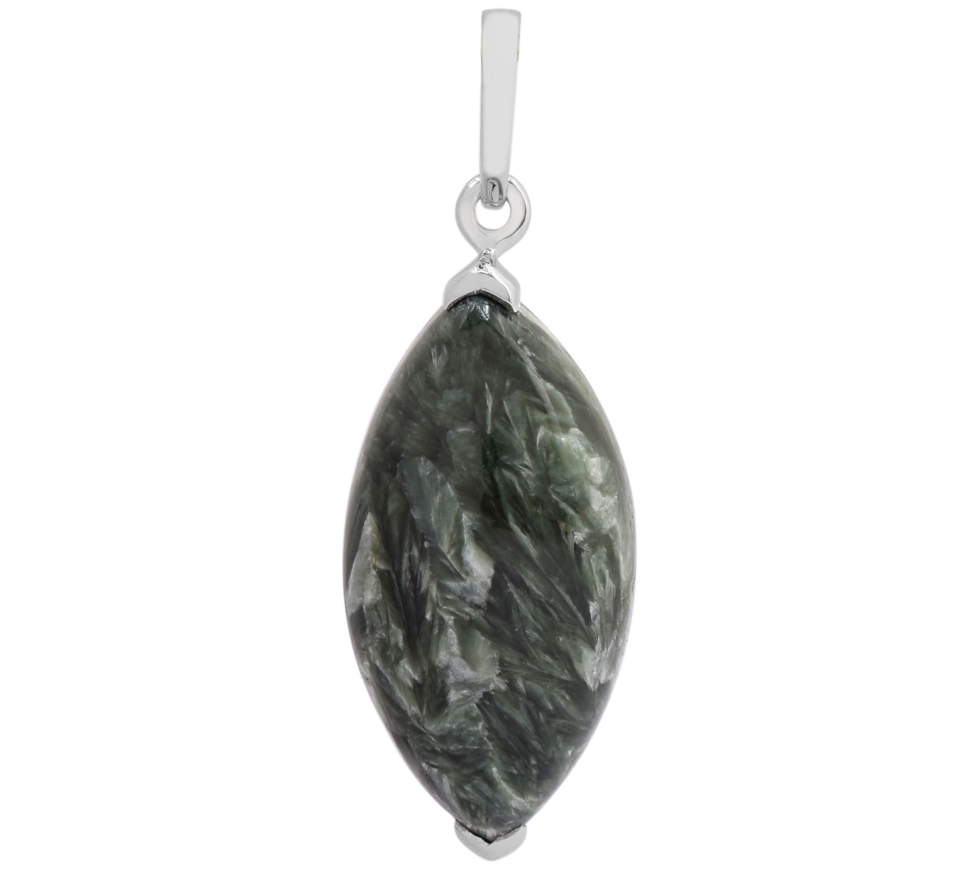 Sterling Silver Marquise Seraphinite Pendant