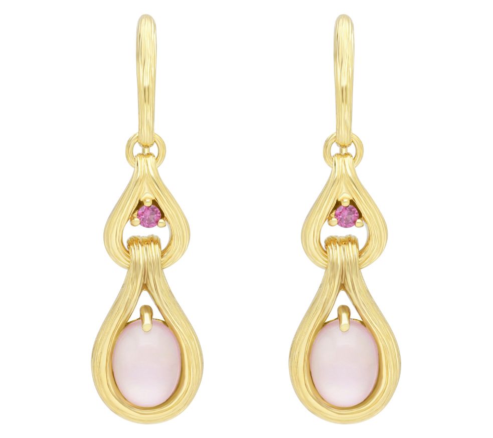Ariva 18K Gold Clad Pink Mother of Pearl Calyps Earrings