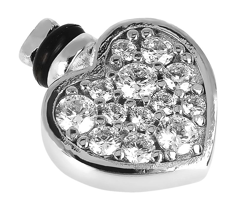 DUO Sterling Silver Pave-Set Crystal Heart Char m