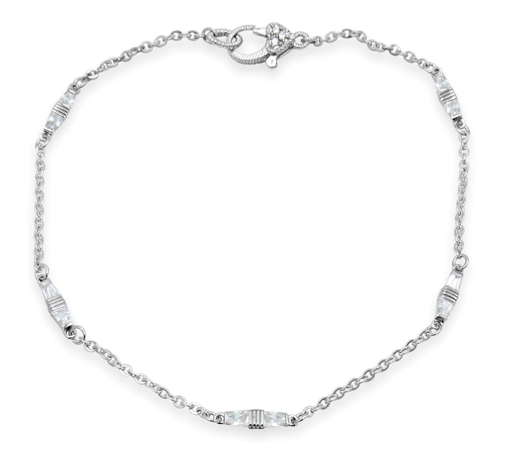 Judith Ripka Sterling 0.80 cttw Diamonique Ankl e Bracelet