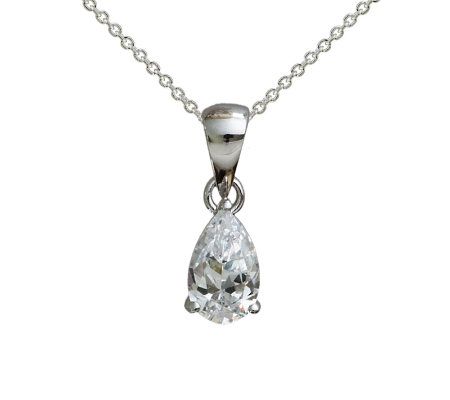 Diamonique 1.00 cttw Pear Pendant w/ Chain, Pla tinum Clad