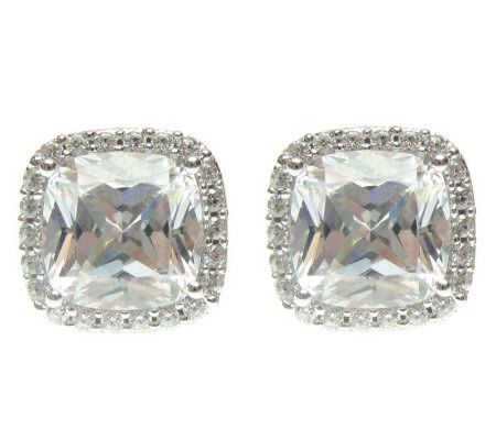 Judith Ripka Sterling Diamonique Cushion Halo E arrings
