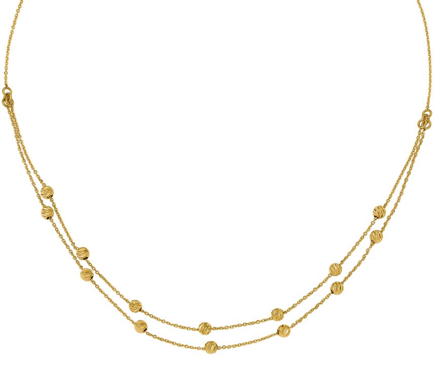Italian Gold Diamond-Cut Beaded Necklace 14K, 4 .6g