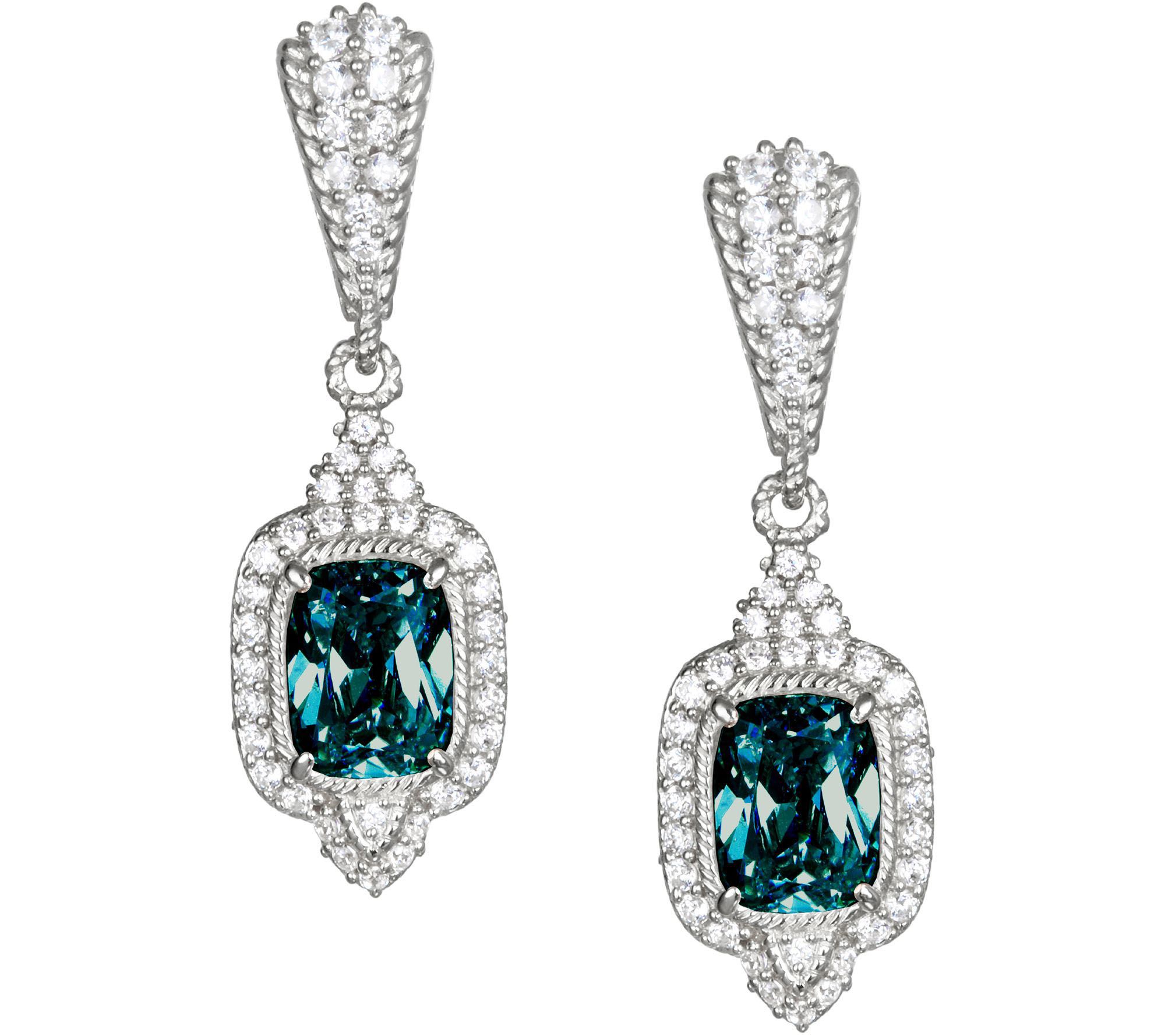 Judith Ripka Sterling Blue Topaz & Diamonique E arrings