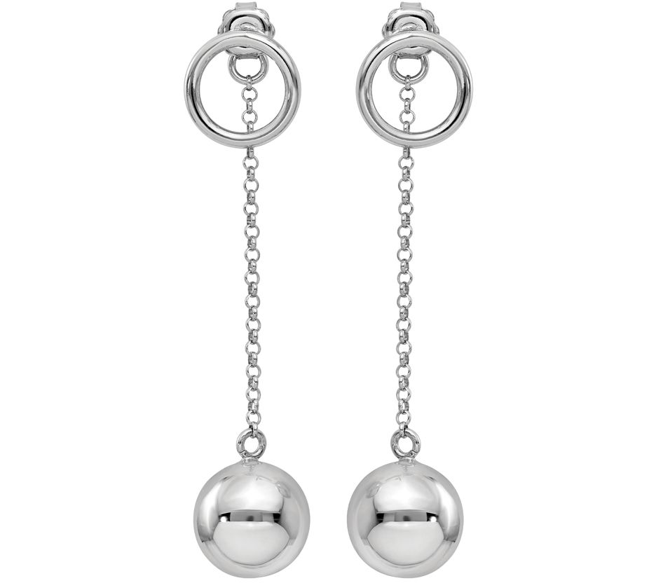 Italian Silver Circle/Ball Dangle Earrings, Ste rling