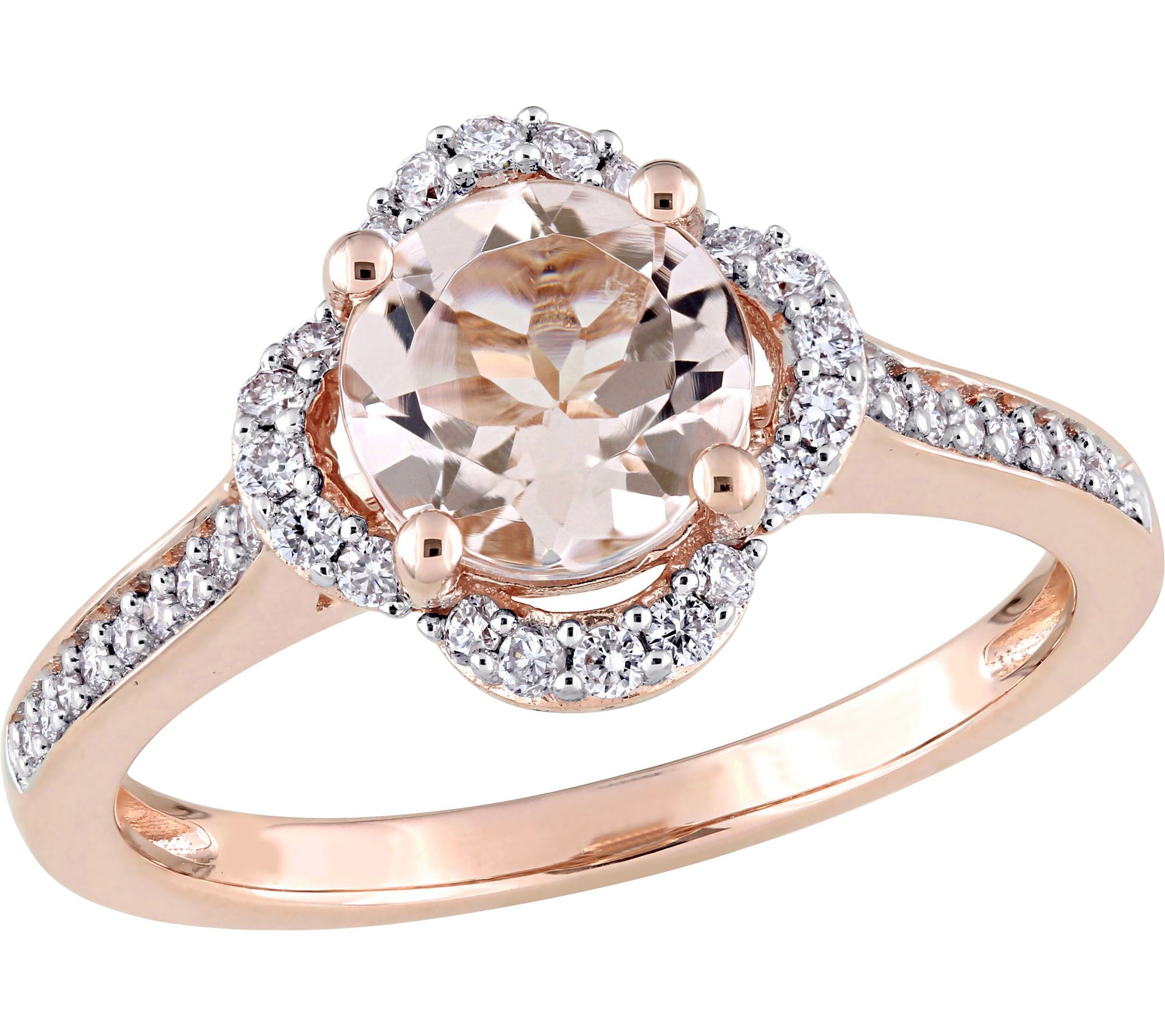 Bellini 14K Gold 1.17 ct Morganite & 1/4 ct Dia ond Halo Ring