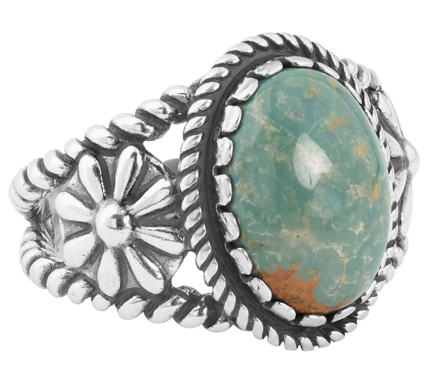 American West Sterling Silver Gemstone Concha R ng