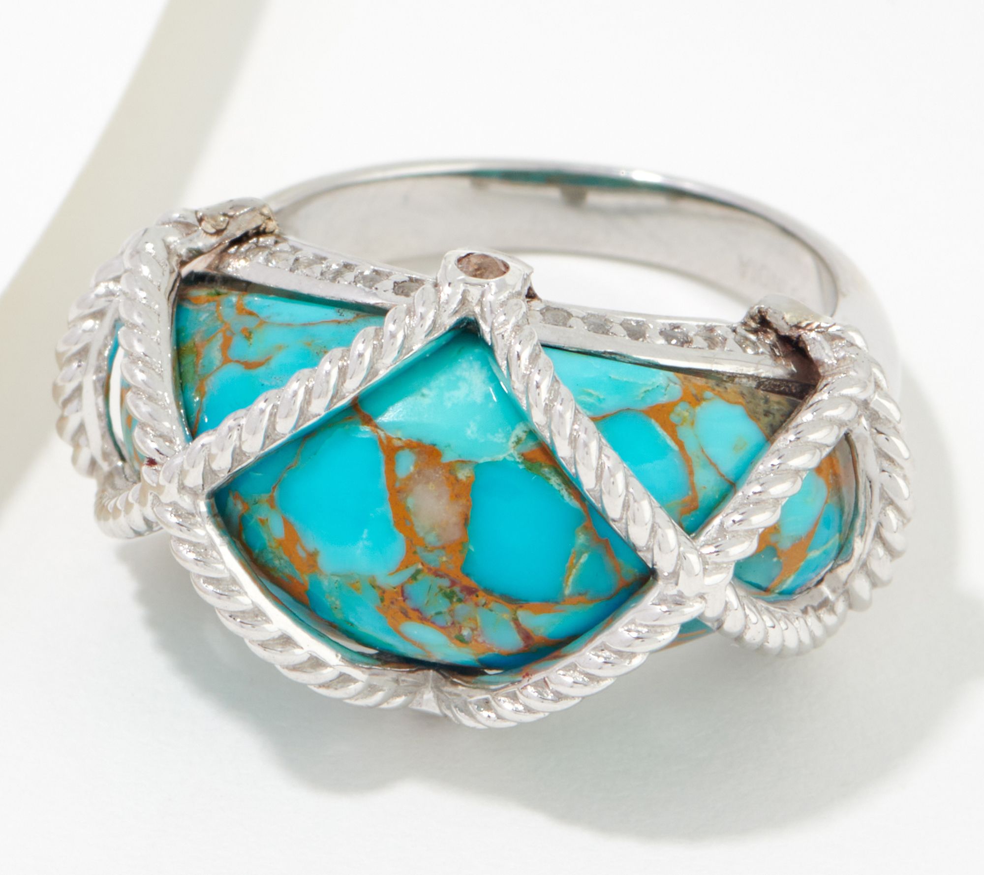 Generation Gems Caged Gemstone Cabochon Ring,Sterling Silver