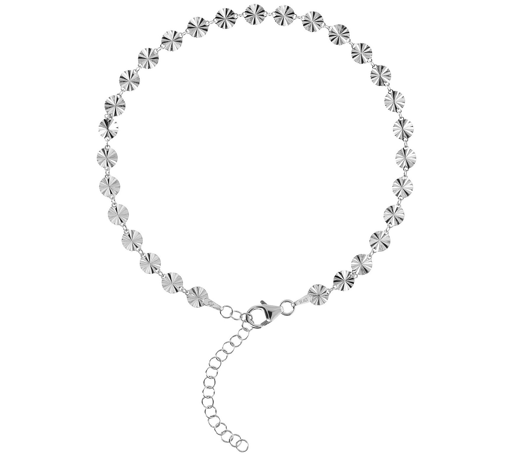 Italian Silver Adjustable Round Star Link Ankle t, 3.2g