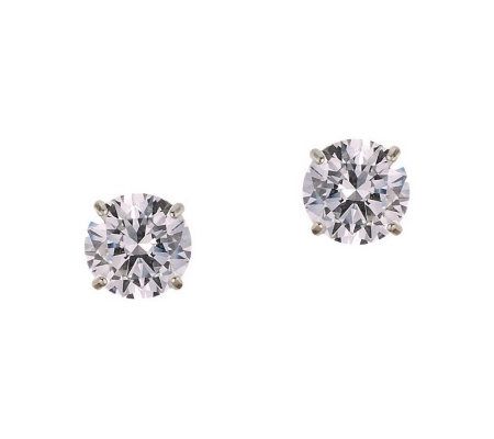 Diamonique 2.00 ct tw Round Stud Earrings, 14KG old