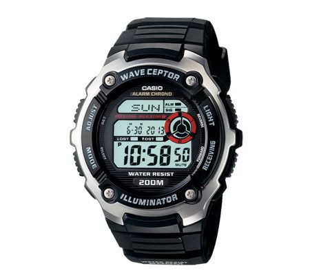 Casio Mens Waveceptor Atomic Black Resin Strap Watch