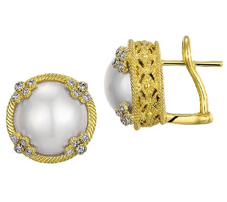 Judith Ripka 14K Clad Cultured Mabe Pearl Stud Earrings