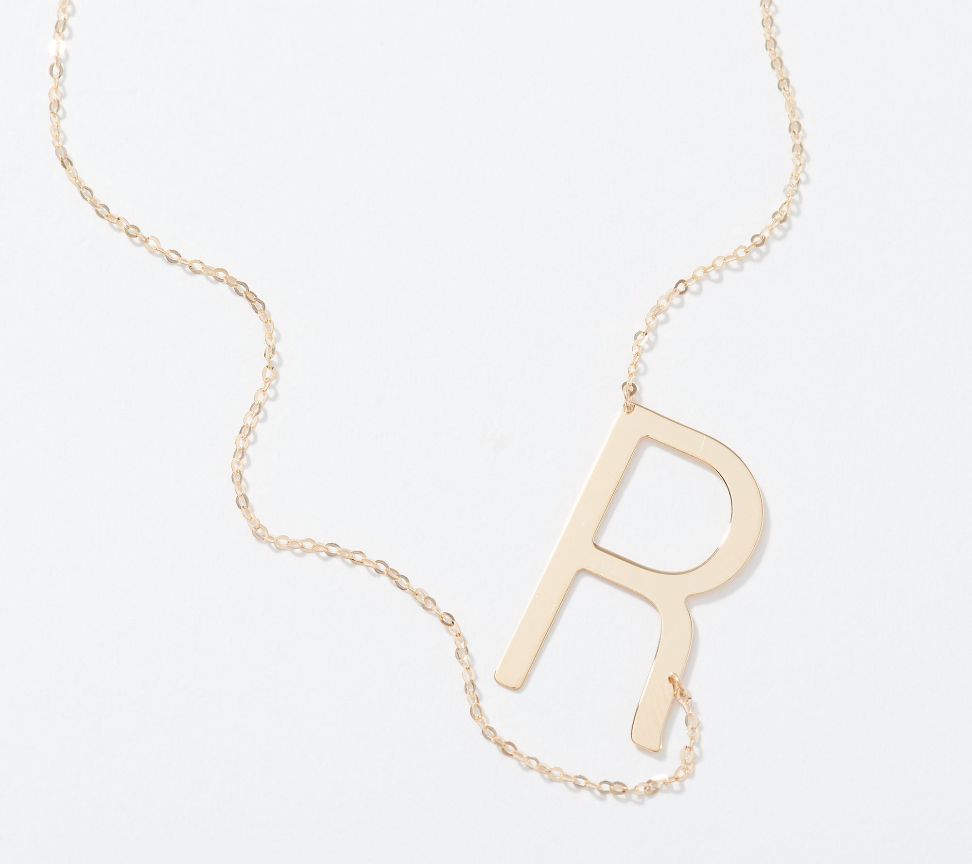 Italian Gold 14K Gold 18 Initial Necklace, 1.1-1.4g