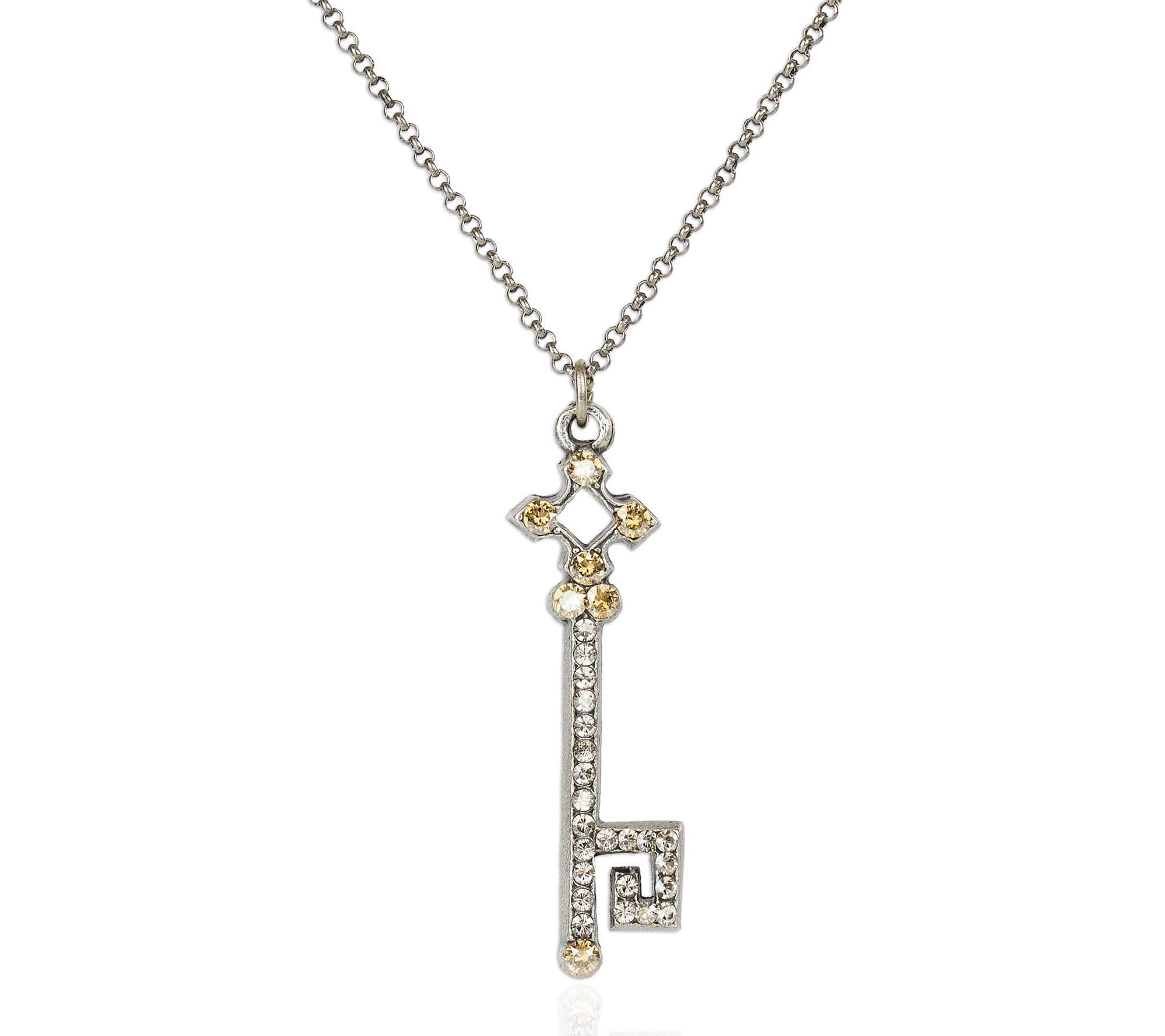 Anne Koplik Swarovski Crystal Key Pendant w/ Ch ain