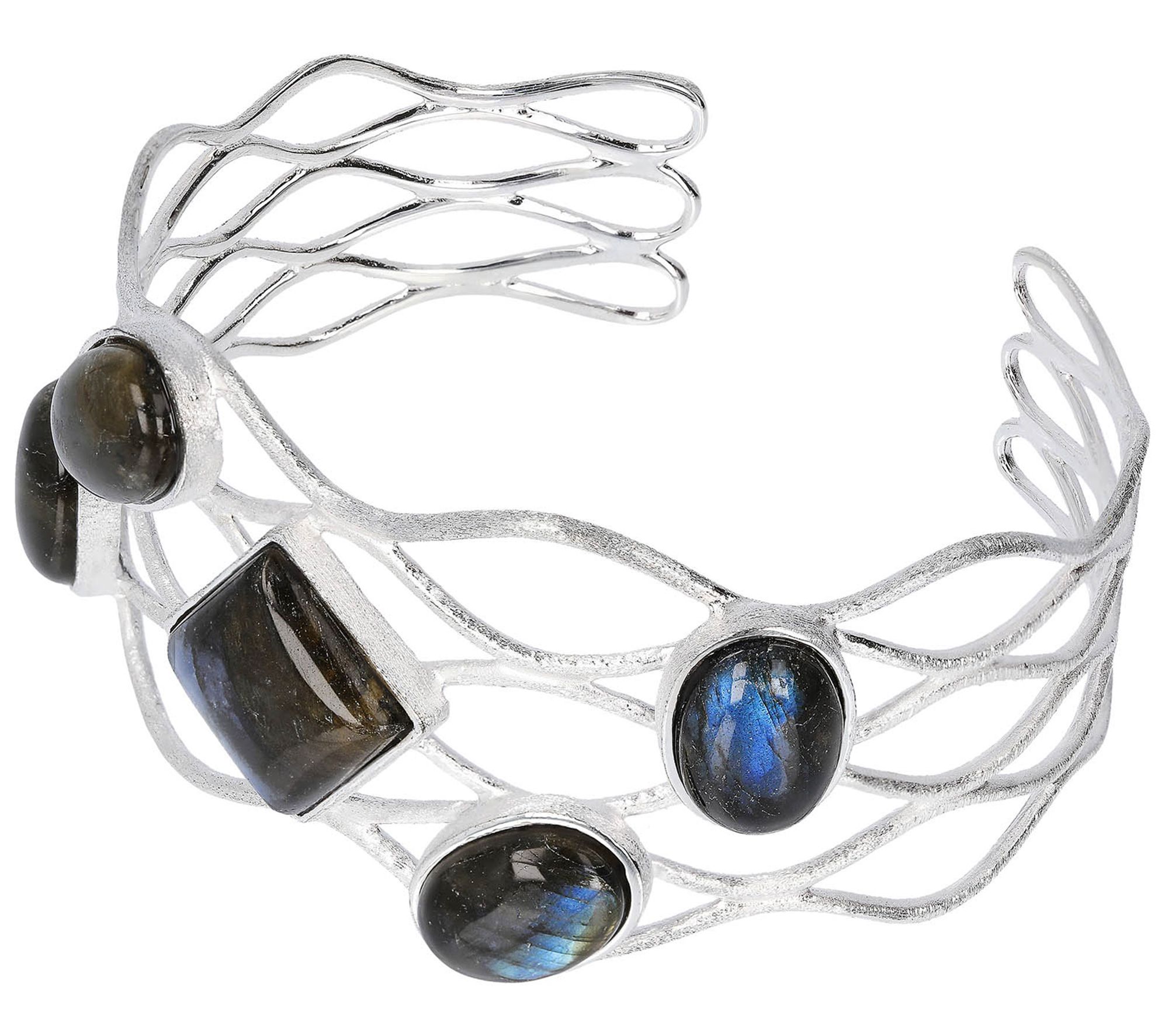 Italian Silver Openwork Labradorite Statement C uff