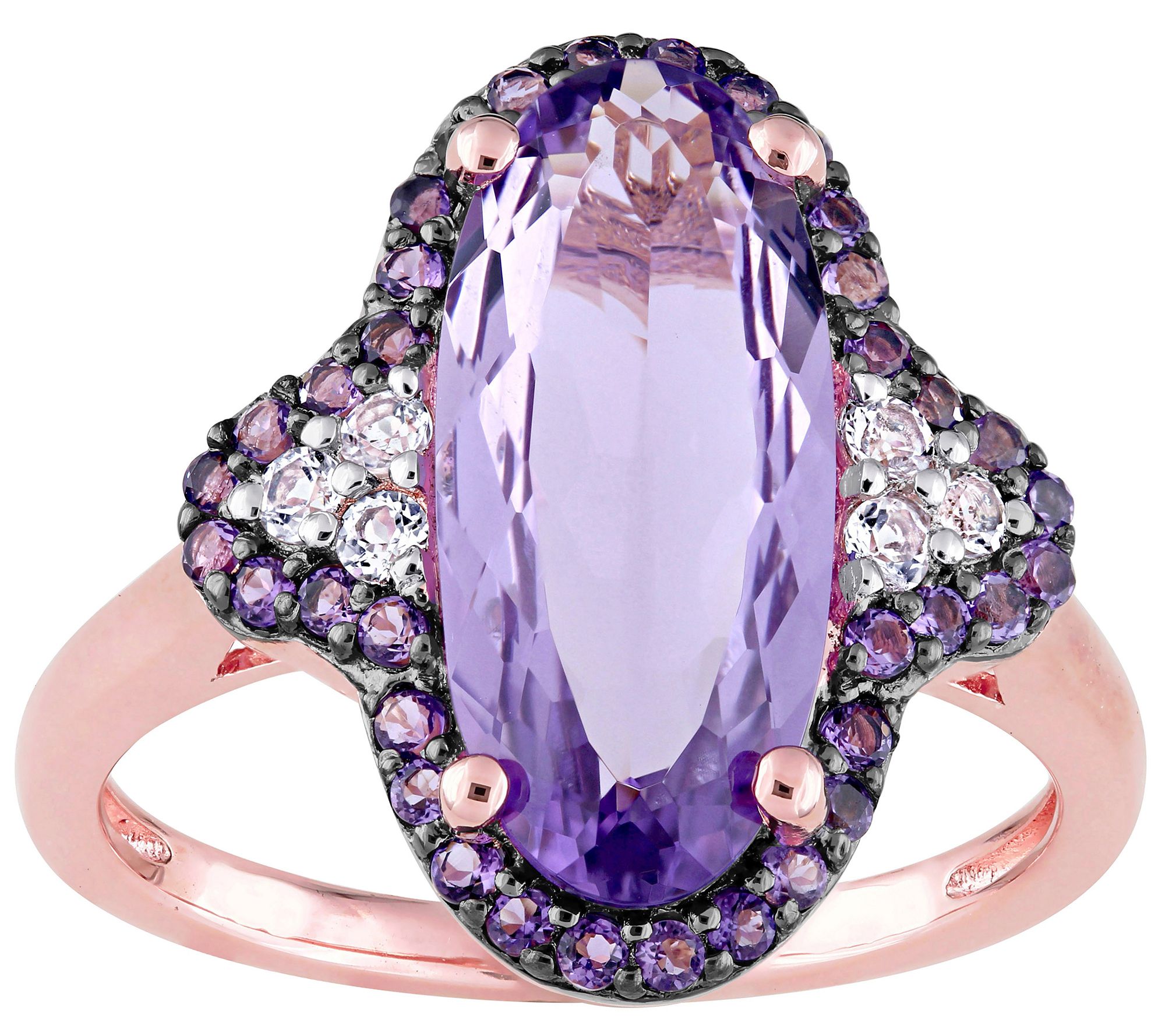 14K Rose Gold-Plated Sterling Silver & Amethyst Ring 3.50 cttw