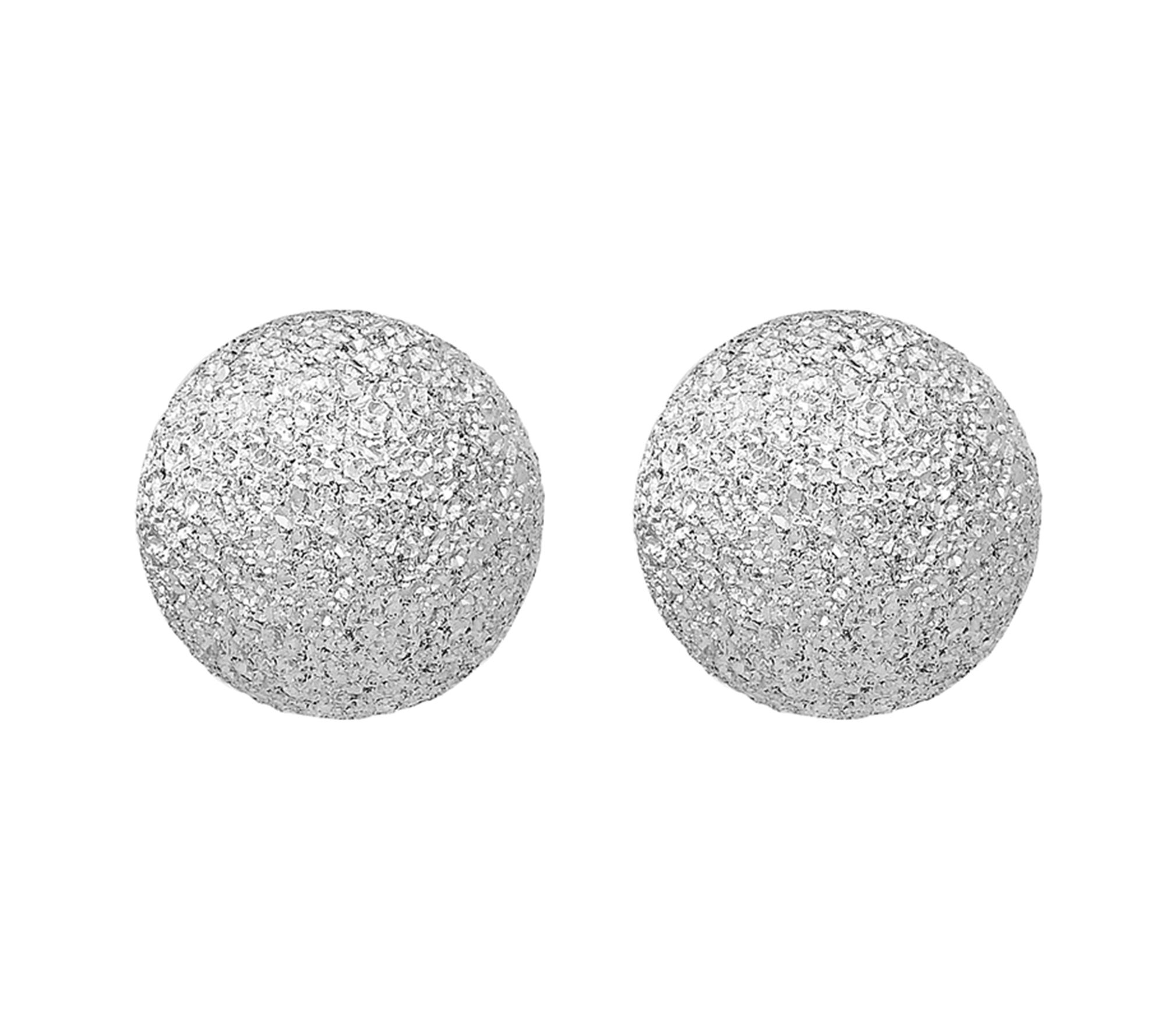 Italian Silver 8mm Textured Ball Earrings