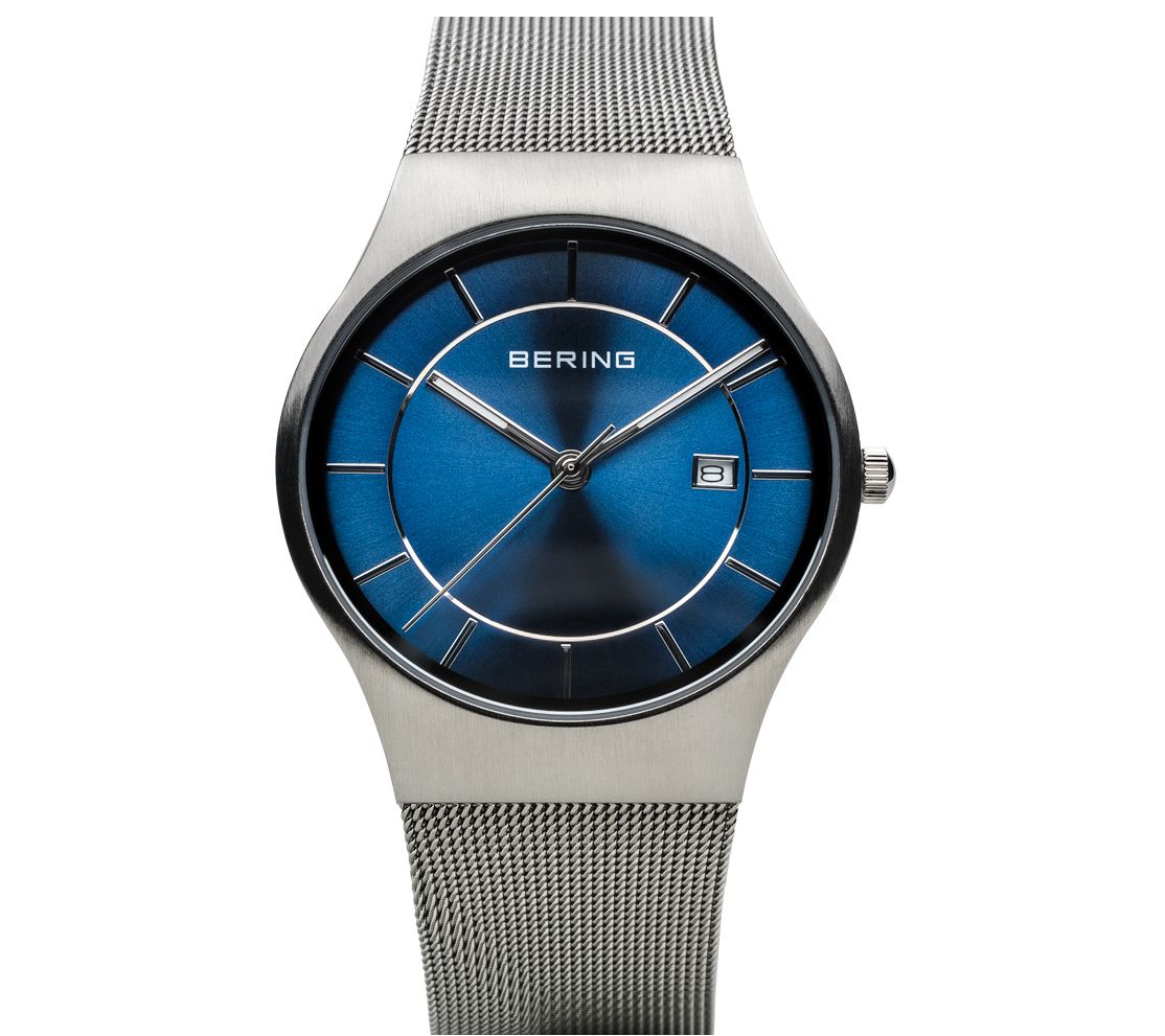 Bering Mens Blue Sunray Dial Watch