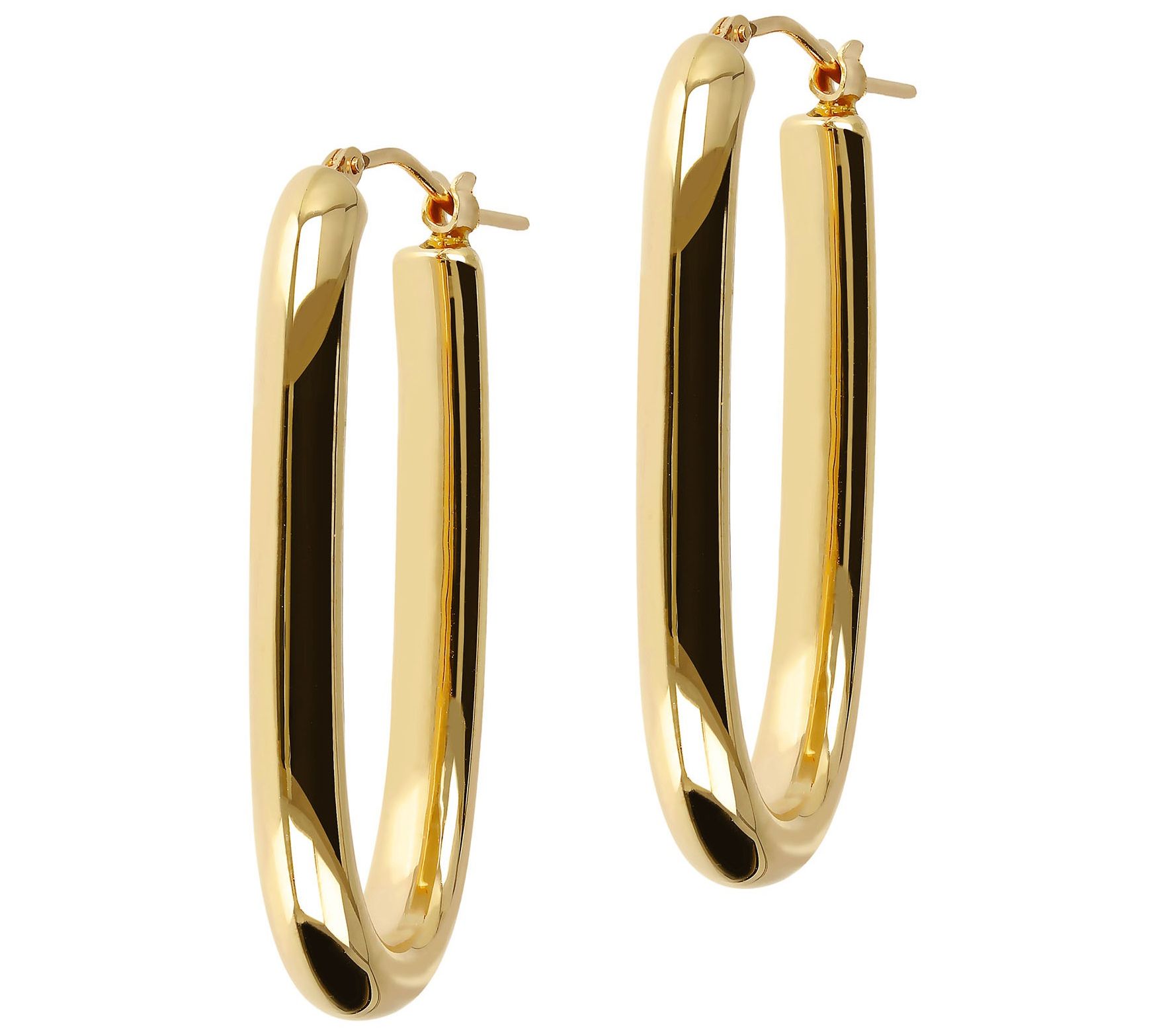 Oro Nuovo Elongated Oval Hoop Earrings 14K Gold Over Resin