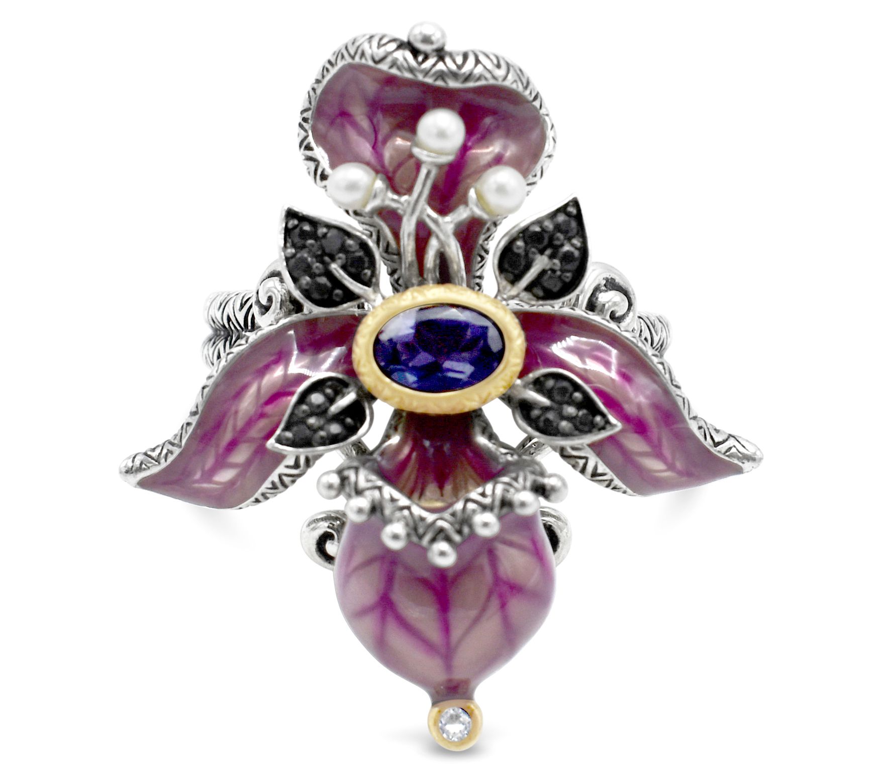 Barbara Bixby Sterling Silver and 18K Gold Orchid Ring