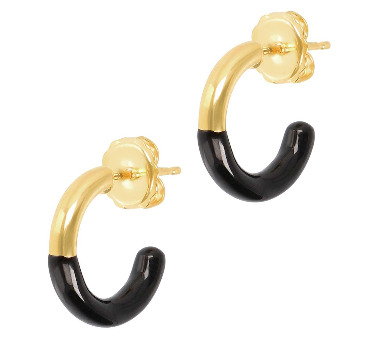 Veronese 18K Gold Plated Enamel Hoop Earrings