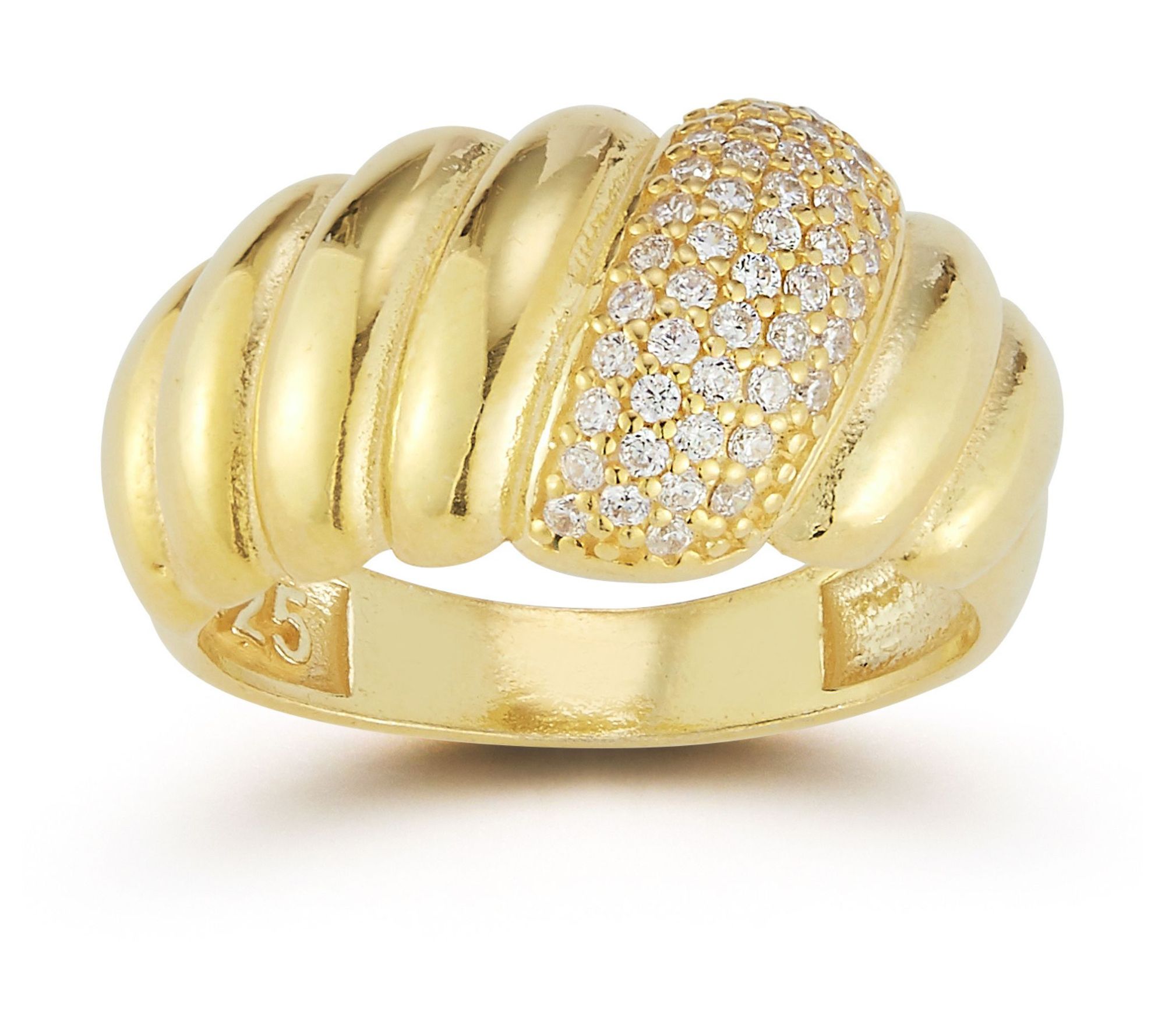Sterlina Silver Pave Dome Croissant Ring, Sterl ng