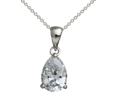 Diamonique 2.00 cttw Pear Shaped Pendant, Plati num Clad