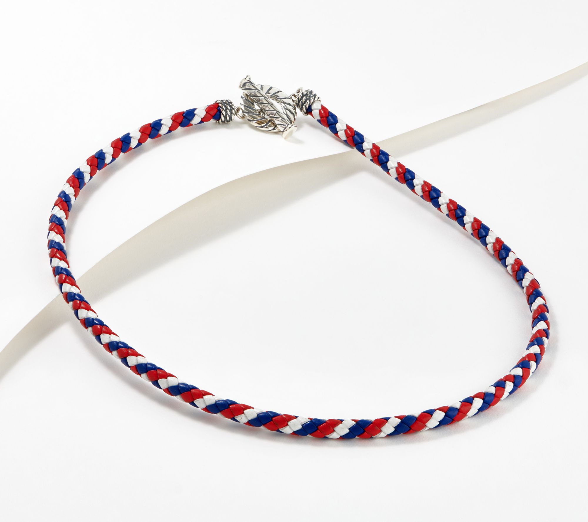 American West Sterling Braided Leather Toggle Necklace